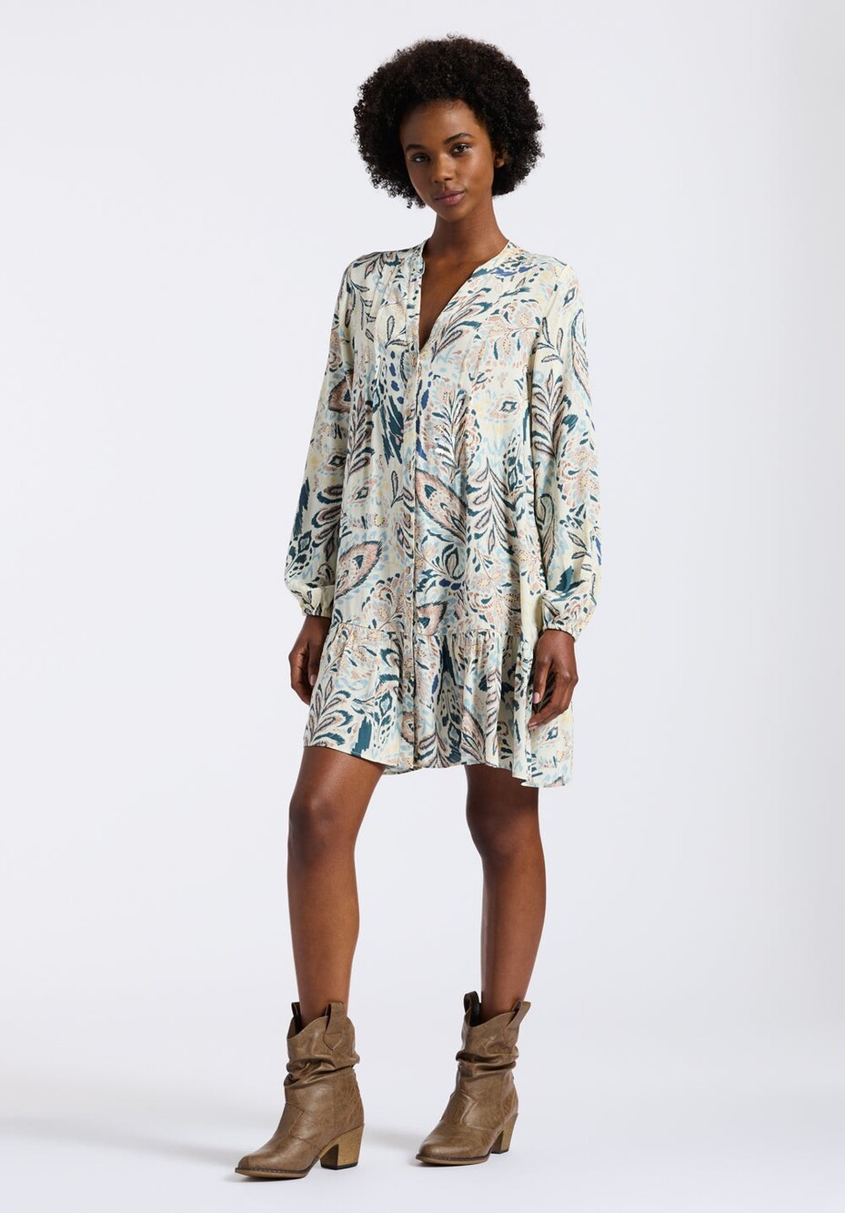 Buffalo Darya Printed Tiered Mini Dress